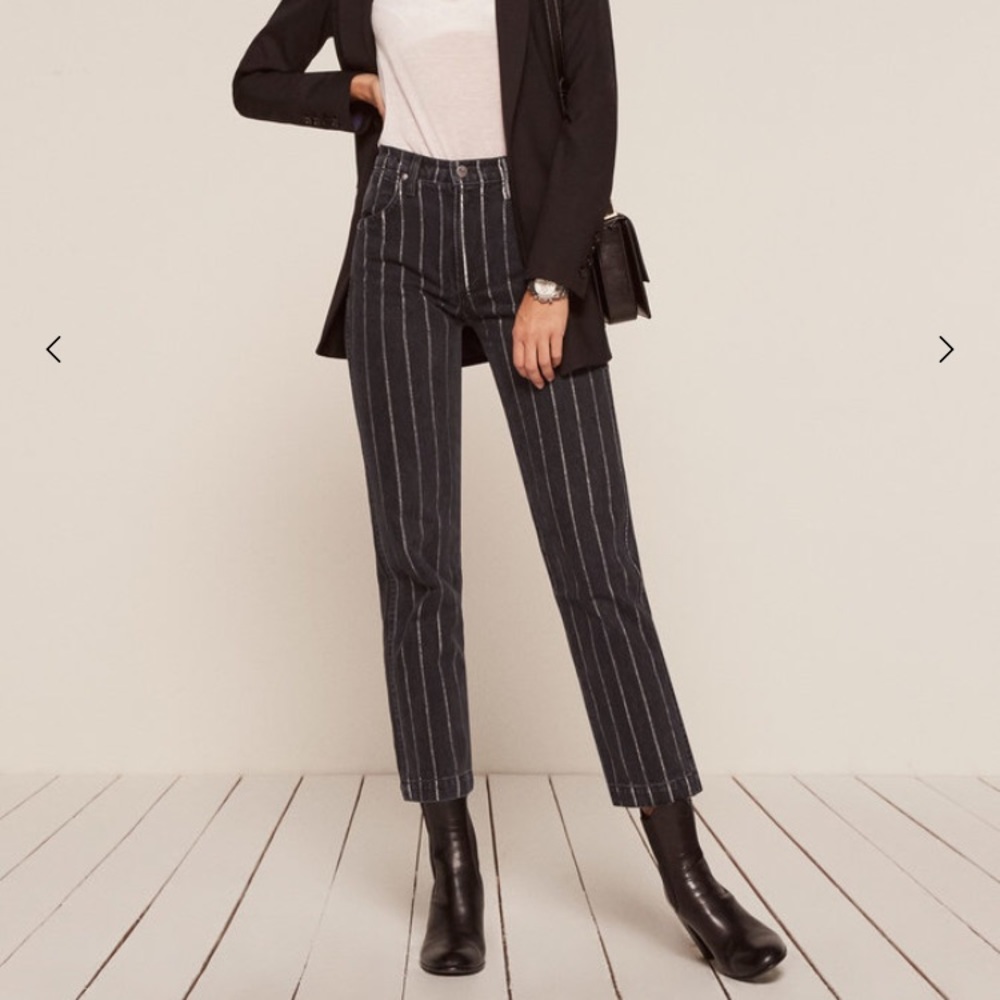 Reformation Black/White Striped Jeans